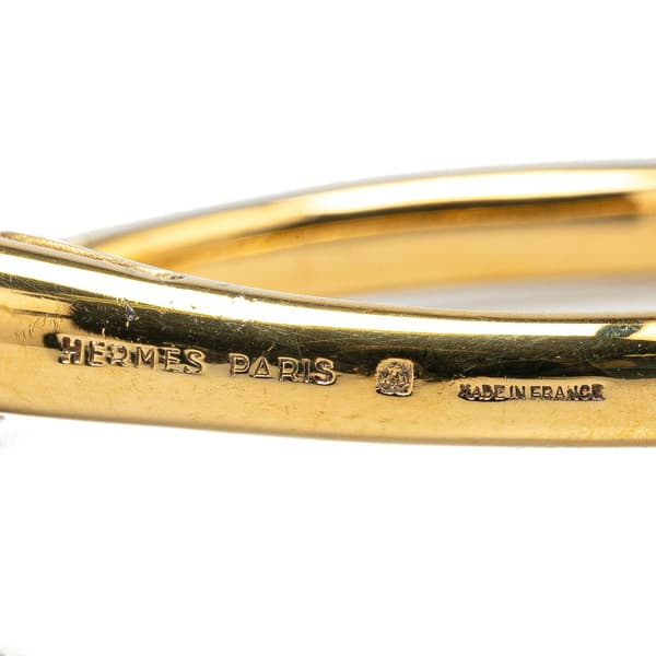 Pre-owned Hermès Gold Plated Cheval Double Horse Bangle Gold