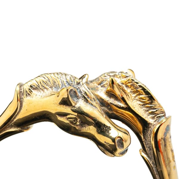 Pre-owned Hermès Gold Plated Cheval Double Horse Bangle Gold