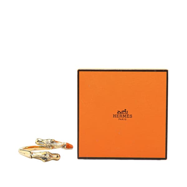 Pre-owned Hermès Gold Plated Cheval Double Horse Bangle Gold