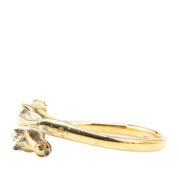 Pre-owned Hermès Gold Plated Cheval Double Horse Bangle Gold