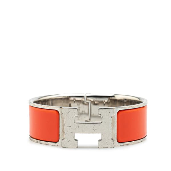 Pre-owned Hermès Wide Enamel Clic Clac H Bracelet PM Red