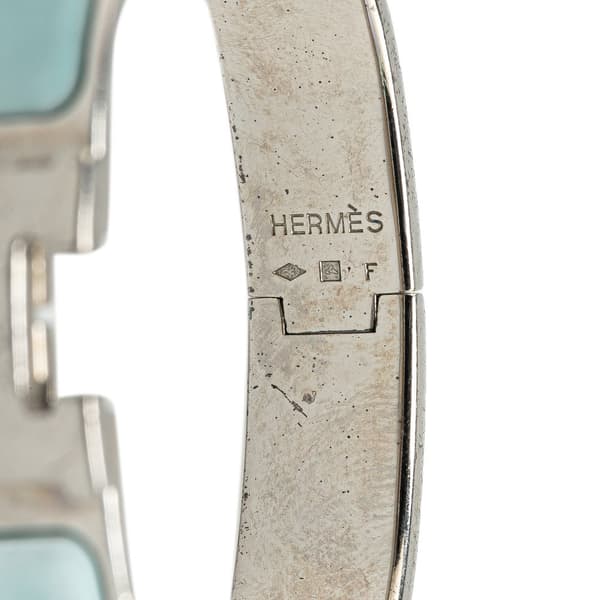 Pre-owned Hermès Enamel Clic H Bracelet PM Blue