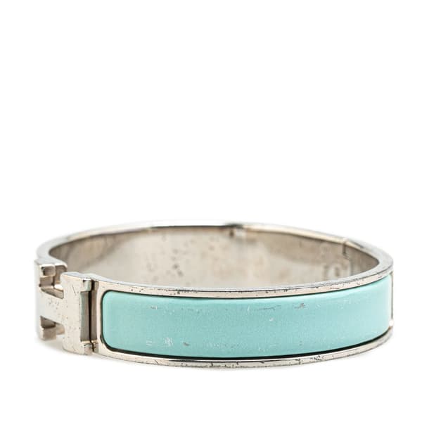 Pre-owned Hermès Enamel Clic H Bracelet PM Blue