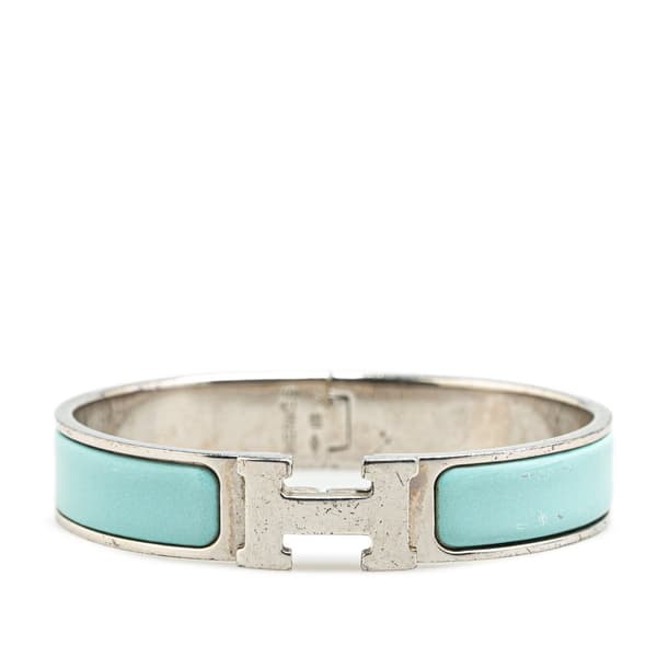 Pre-owned Hermès Enamel Clic H Bracelet PM Blue