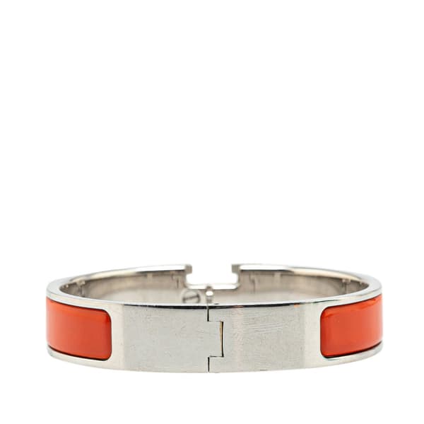 Pre-owned Hermès Narrow Enamel Clic Clac H Bracelet PM Orange