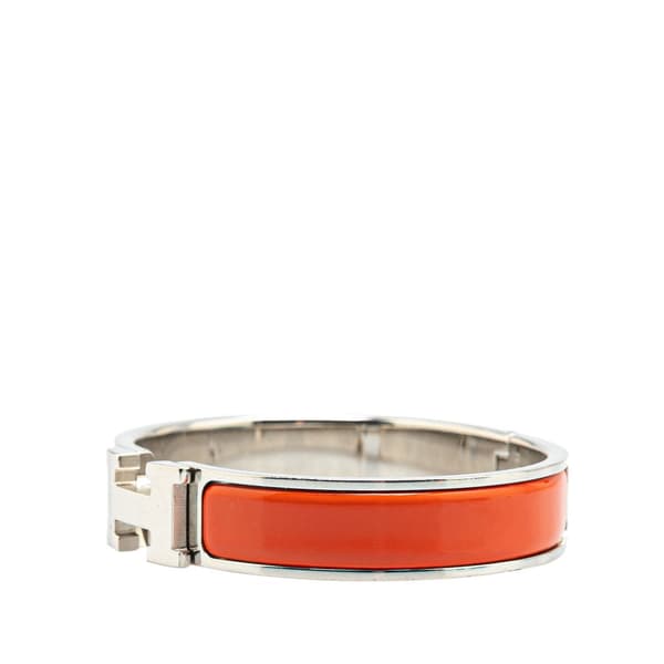 Pre-owned Hermès Narrow Enamel Clic Clac H Bracelet PM Orange