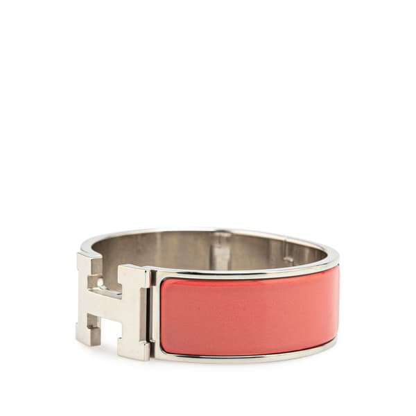 Pre-owned Hermès Wide Enamel Clic Clac H Bracelet PM Pink