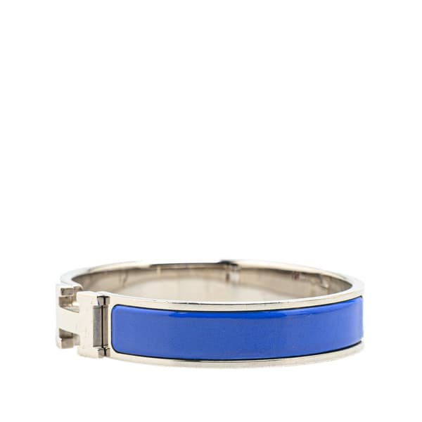 Pre-owned Hermès Narrow Enamel Clic H Bracelet PM Blue