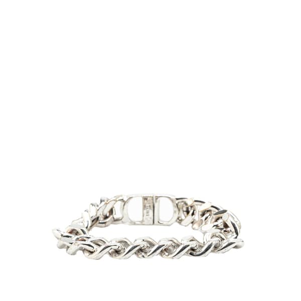 Pre-owned Dior Silver CD Logo Bracelet Silver