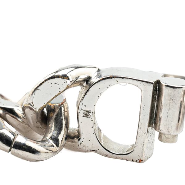 Pre-owned Dior Silver CD Logo Bracelet Silver