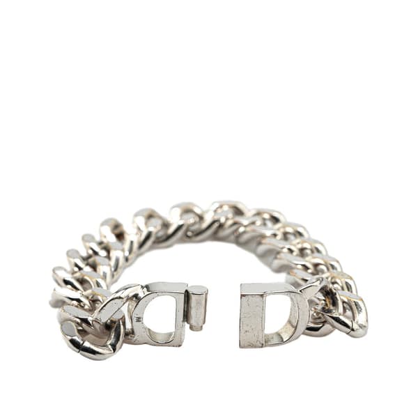 Pre-owned Dior Silver CD Logo Bracelet Silver