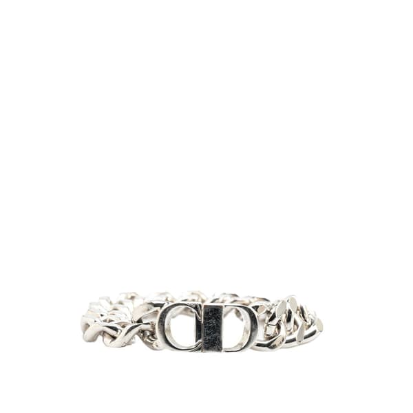 Pre-owned Dior Silver CD Logo Bracelet Silver