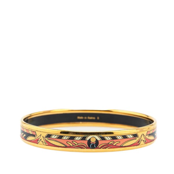 Pre-owned Hermès Narrow Cloisonne Enamel Bangle 62 Black