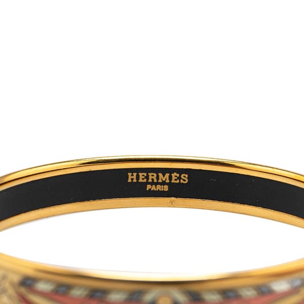 Pre-owned Hermès Narrow Cloisonne Enamel Bangle 62 Black