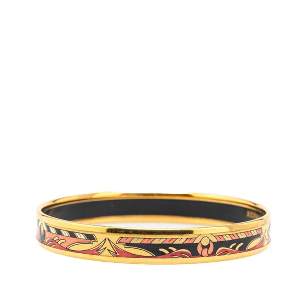 Pre-owned Hermès Narrow Cloisonne Enamel Bangle 62 Black