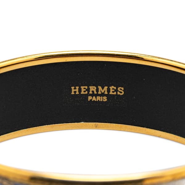 Pre-owned Hermès Wide Grand Apparat Enamel Bangle 62 Blue