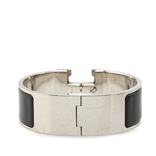 Pre-owned Hermès Wide Enamel Clic Clac H Bracelet GM Black