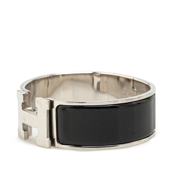Pre-owned Hermès Wide Enamel Clic Clac H Bracelet GM Black