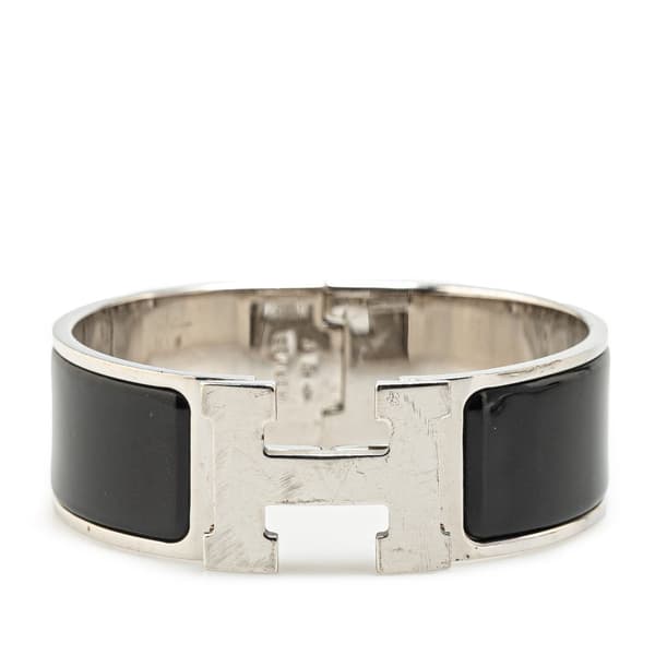 Pre-owned Hermès Wide Enamel Clic Clac H Bracelet GM Black