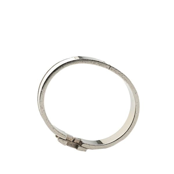 Pre-owned Hermès Narrow Enamel Clic H Bracelet PM White