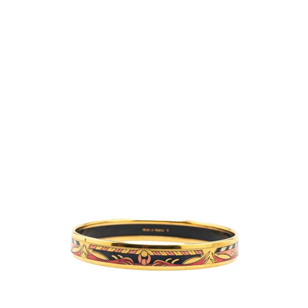 Pre-owned Hermès Narrow Cloisonne Enamel Bangle 65 Black