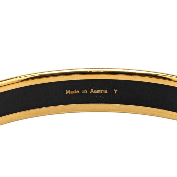 Pre-owned Hermès Narrow Cloisonne Enamel Bangle 65 Black