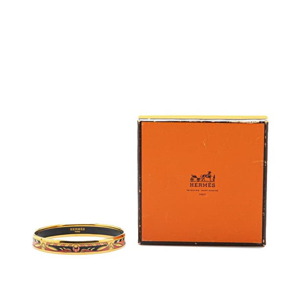 Pre-owned Hermès Narrow Cloisonne Enamel Bangle 65 Black
