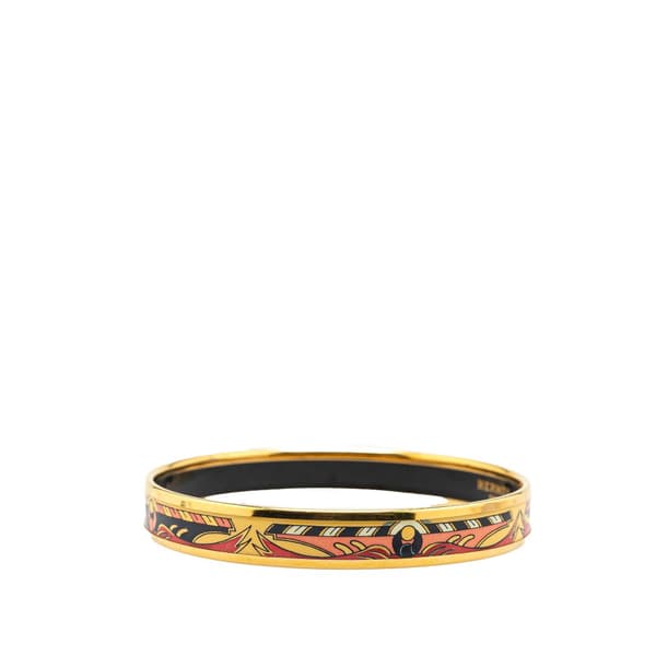 Pre-owned Hermès Narrow Cloisonne Enamel Bangle 65 Black