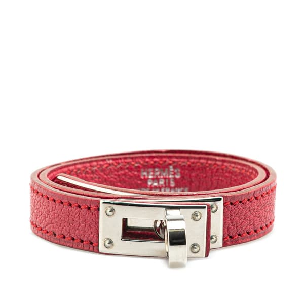 Pre-owned Hermès Leather Kelly Double Tour Bracelet Red