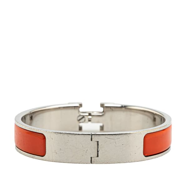 Pre-owned Hermès Narrow Enamel Clic H Bracelet PM Orange