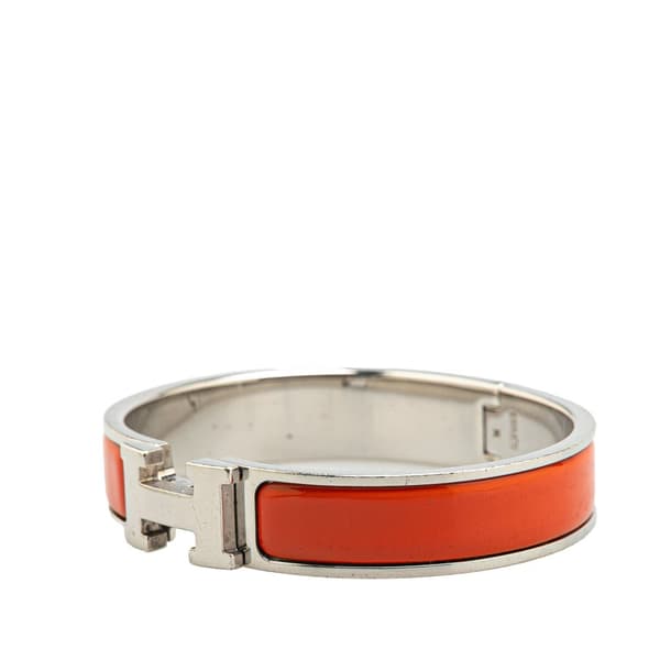 Pre-owned Hermès Narrow Enamel Clic H Bracelet PM Orange
