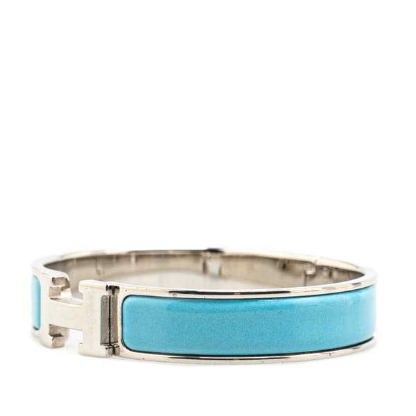 Pre-owned Hermès Narrow Enamel Clic Clac H Bracelet PM Blue