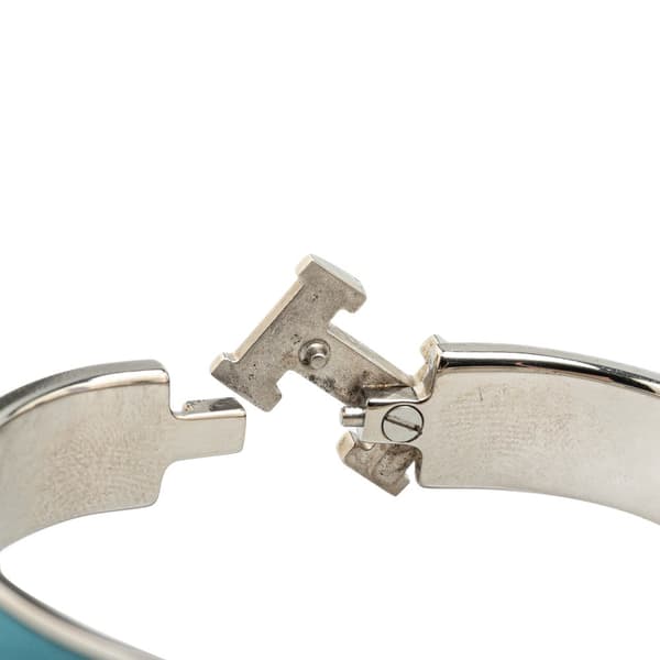 Pre-owned Hermès Narrow Enamel Clic Clac H Bracelet PM Blue