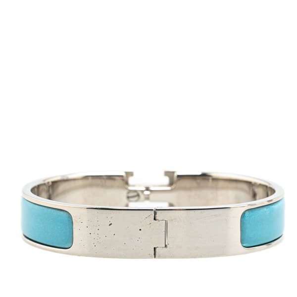 Pre-owned Hermès Narrow Enamel Clic Clac H Bracelet PM Blue