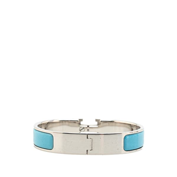Pre-owned Hermès Narrow Enamel Clic H Bracelet PM Blue