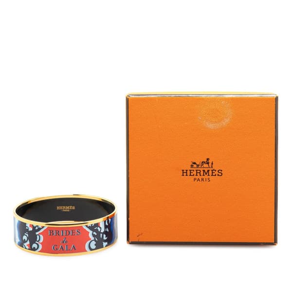 Pre-owned Hermès Wide Brides de Gala Shadow Enamel Bangle 65 Red