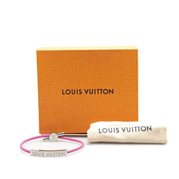 Pre-owned Louis Vuitton Stainless Steel and Nylon LV Space Bracelet Pink