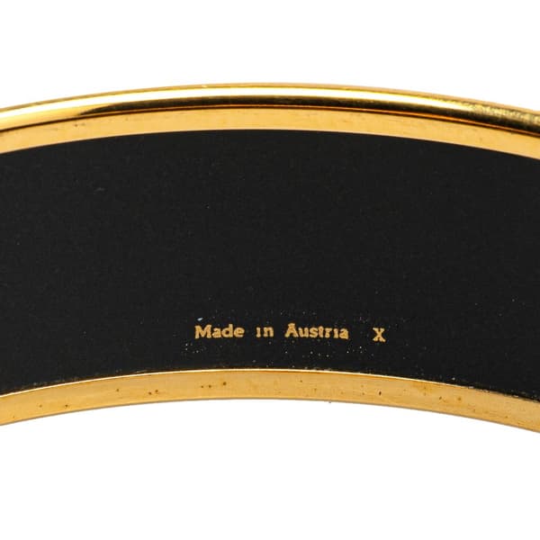Pre-owned Hermès Wide Seashells Enamel Bangle 65 Black