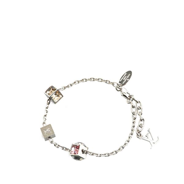 Pre-owned Louis Vuitton Silver Plated Crystal Gamble Station Bracelet Silver
