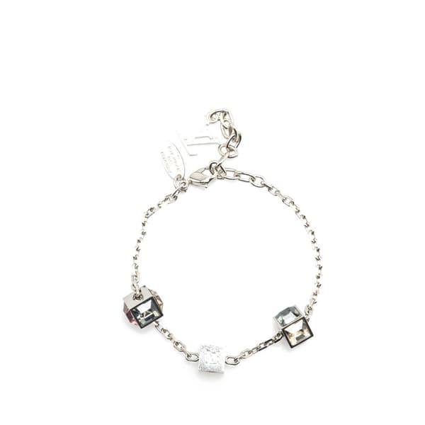 Pre-owned Louis Vuitton Silver Plated Crystal Gamble Station Bracelet Silver