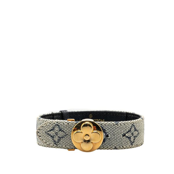 Pre-owned Louis Vuitton Monogram Mini Lin Wish Bracelet Gray