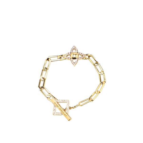 Pre-owned Louis Vuitton Gold Plated Crystal Flower Power Bracelet Gold