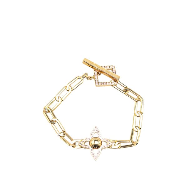 Pre-owned Louis Vuitton Gold Plated Crystal Flower Power Bracelet Gold