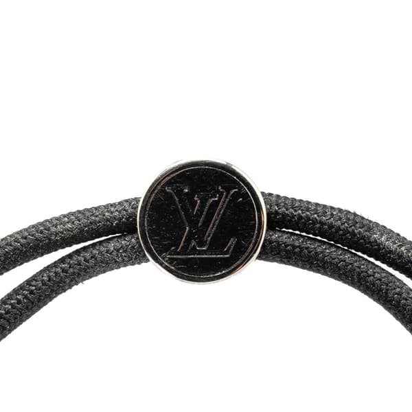 Pre-owned Louis Vuitton Stainless Steel and Nylon LV Space Bracelet Black