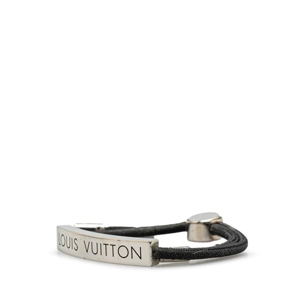 Pre-owned Louis Vuitton Stainless Steel and Nylon LV Space Bracelet Black
