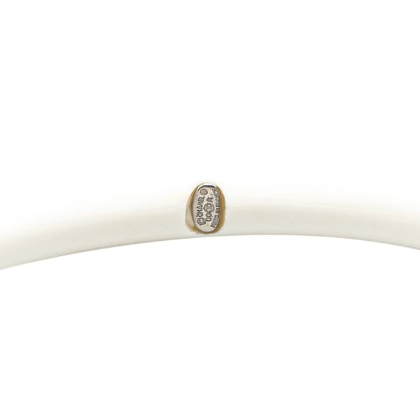 Pre-owned Chanel Resin Rhinestones CC Bangle White