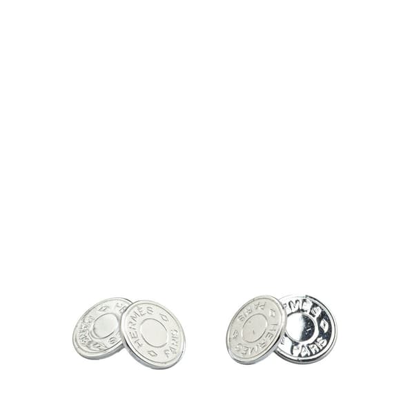 Pre-owned Hermès Palladium Plated Selle Bijouterie Fantaisie Cufflinks Silver