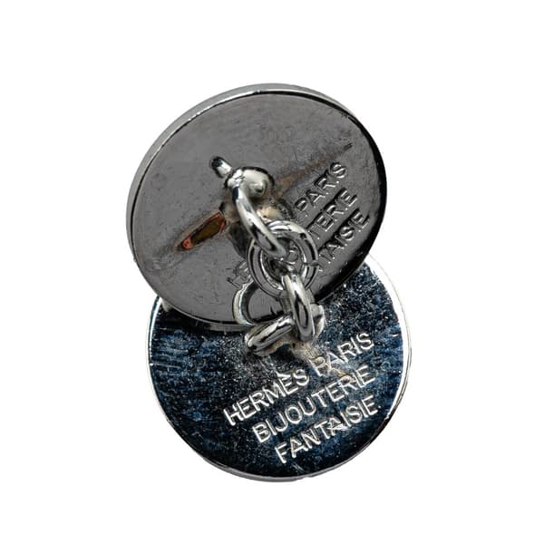 Pre-owned Hermès Palladium Plated Selle Bijouterie Fantaisie Cufflinks Silver
