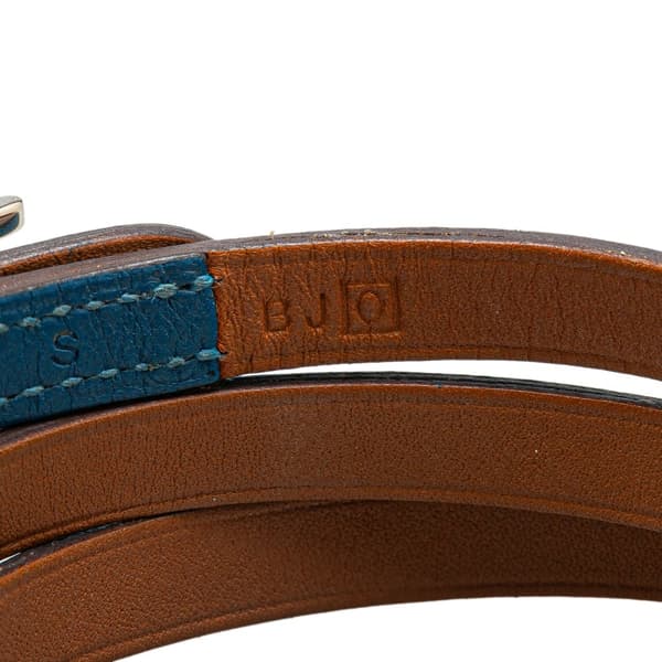 Pre-owned Hermès Chevre Hapi Triple Tour Bracelet Blue
