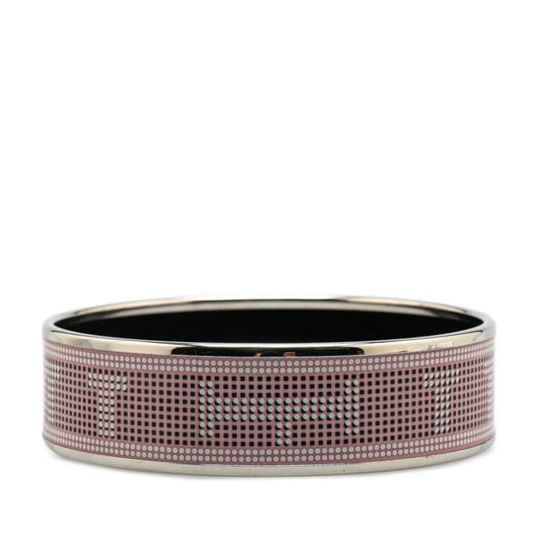 Pre-owned Hermès Wide H Dot Enamel Bangle 65 Pink